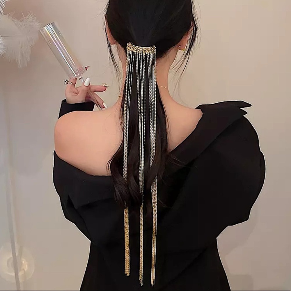 Boho Gold Tassel Hair-clip